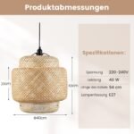 Rankų darbo bambukinis pakabinamas šviestuvas su reguliuojamu aukščiu (Natūrali)