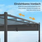 Pergola su ištraukiamu stogeliu 3 1 x 3 1 m (Pilka)