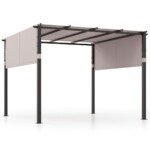 Terasinė pergola su dviem reguliuojamais stogeliais 3 05x3 05 m (Pilka)