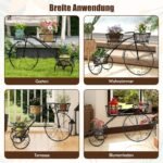 Metalinis gėlių stovas su trimis krepšiais (Juoda)