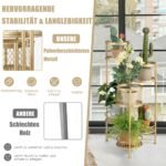 Sulankstomas metalinis gėlių stovas su besisukančiomis lentynėlėmis (Auksinė)