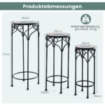 Dekoratyviniai metaliniai augalų stovai su keraminiais padėkliukais (Juoda)