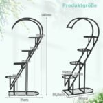 Metalinis daugiaaukštis augalų stovas su kabliukais (Juoda)