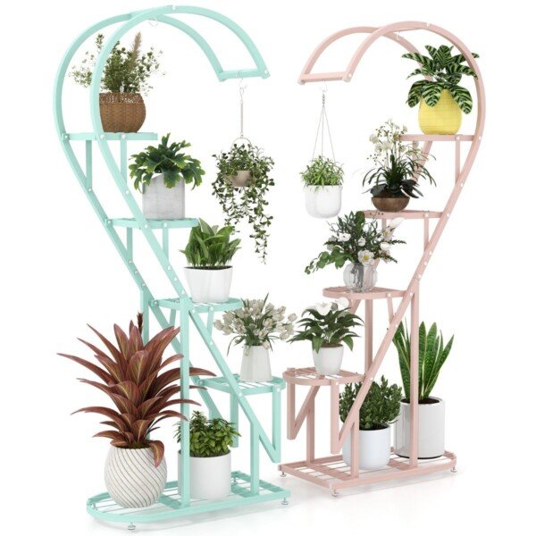 Metalinis penkiapakopis gėlių stovas (Mėlyna)