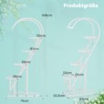 Metalinis 5 pakopų stovas gėlėms 148 cm (Balta)