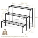 3 pakopų metalinis augalų stovas (Juoda)