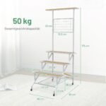 Metalinis augalų stovas su grotelėmis ir ratukais (Balta)