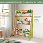 Sulankstomas 3 pakopų bambukinis stovas augalams (Natūrali)