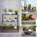 Metalinis 3 pakopų augalų stovas (Juoda)