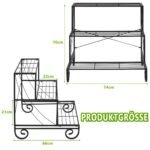 Metalinis 3 pakopų augalų stovas (Juoda)