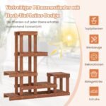 Medinis gėlių stovas su 6 pakopomis ir 10 lentynų (Natūrali)