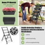 5 pakopų vertikali daržo lysvė su ratukais ir laikymo dėžėmis (Juoda)