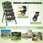 5 pakopų vertikali daržo lysvė su ratukais ir laikymo dėžėmis (Juoda)