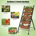 Vertikali lauko lysvė su ratukais ir penkiomis auginimo dėžėmis (Ruda)