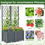 Gėlių ir augalų vazonas su atrama laipiojantiems augalams 80 x 40 x 140 cm (Pilka)