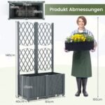 Gėlių ir augalų vazonas su atrama laipiojantiems augalams 80 x 40 x 140 cm (Pilka)