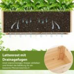 Pakeltas gėlynas su atrama augalams ir pakabinamu stogeliu 115 cm aukščio (Natūrali)