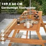 Pikniko stalas su integruotais suolais (Natūrali)