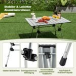 Sulankstomas kempingo stalas su keturių pakopų aukščio reguliavimu (Sidabrinė)