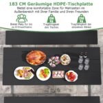 Ilgas lauko pikniko stalas su suolais (Juoda)