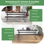 Ilgas lauko pikniko stalas su suolais (Juoda)