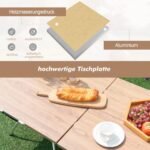 Sulankstomas kempingo staliukas su medžio rašto stalviršiu ir aliuminio rėmeliu (Natūrali)