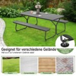 3 dalių lauko pikniko stalas su suolais (Pilka)