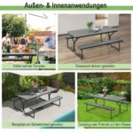 3 dalių lauko pikniko stalas su suolais (Pilka)