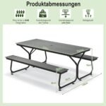 3 dalių lauko pikniko stalas su suolais (Pilka)