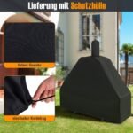 Lauko picos krosnis su šoninėmis lentynomis ir nerūdijančio plieno grotelėmis (Juoda)