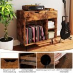 Stovas patefonui su integruota įkrovimo stotele ir USB jungtimis (Rustikalios rudos)