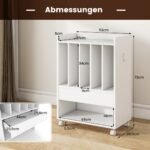 Mobilus garso technikos stalas su stalčiumi ir ratukais (Balta)