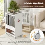 Mobilus garso technikos stalas su stalčiumi ir ratukais (Balta)