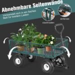 Metalinis vežimėlis su 25 cm guminėmis padangomis ir nuimamu bortu (Žalia)