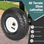 Metalinis vežimėlis su 25 cm guminėmis padangomis ir nuimamu bortu (Žalia)