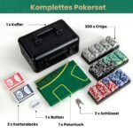 Pilnas pokerio žetonų komplektas su lagaminu ir kortomis (Juoda)
