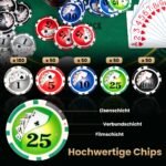 Pilnas pokerio žetonų komplektas su lagaminu ir kortomis (Juoda)