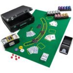 Profesionalus pokerio žetonų rinkinys 300 žetonų ir priedai (Juoda)
