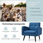 Ergonomiškas fotelis su porankiais ir masyviomis gummedžio medienos kojomis (Mėlyna)