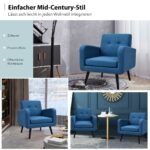 Ergonomiškas fotelis su porankiais ir masyviomis gummedžio medienos kojomis (Mėlyna)