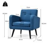 Ergonomiškas fotelis su porankiais ir masyviomis gummedžio medienos kojomis (Mėlyna)