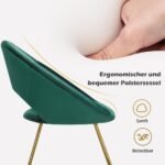 Aksominis fotelis metalinėmis kojomis 120 kg (Žalia)