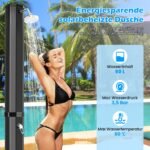 Lauko dušas 60L talpa 227 cm aukštis (Juoda)