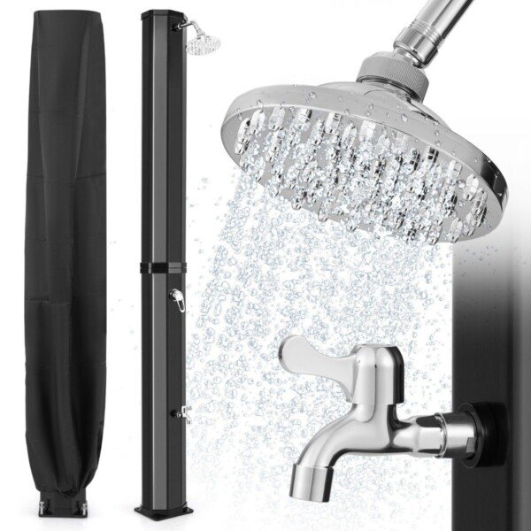 Lauko dušas 60L talpa 227 cm aukštis (Juoda)