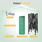 Nešiojama iššokanti šiltnamio konstrukcija su dvivėrėmis durimis (Žalia)