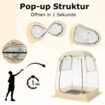 Nešiojama lauko palapinė 1-2 asmenims su greitu surinkimu ir panoraminiu vaizdu (Smėlio)