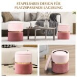 Apvalūs pufai su daiktadėže (2 vnt.) (Rožinė)