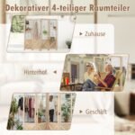 Sulankstomas medinis keturių sekcijų pertvarų skydas (Natūrali)