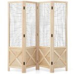 Sulankstomas medinis keturių sekcijų pertvarų skydas (Natūrali)