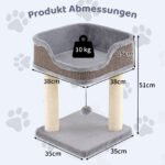 Kompaktiška katės draskyklė su minkšta sėdimąja dalimi (Pilka)